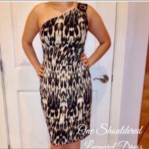 One Shoulder Leopard Midi Dress